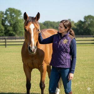 NWT Ralph Lauren Sport Medium Purple Crest Women's Equestrian Quilted Vest